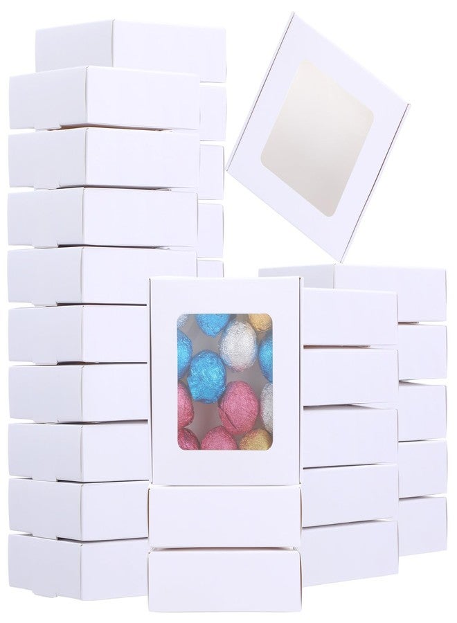 AojSup 60 Pcs White Cookie Boxes With Window 4.3 x 4.1 x 1.2 Inch Candy Packaging, Small Gift Boxes, Soap holder, Mini Treat Packaging for Bakery Chocolate Jewelry Display(White) - Image 1